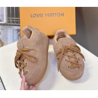 Lowest Cost Louis Vuitton LV Yeti Lace Up Platform Shoe in Suede 1AIJDZ Beige 1022063