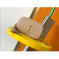 Buy Cheap Saint Laurent Lou Mini Camera Bag with Tassel in Matelasse Grained Leather 585040 Beige 2025