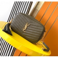 Grade Design Saint Laurent Lou Mini Camera Bag with Tassel in Matelasse Grained Leather 585040 Green 2025