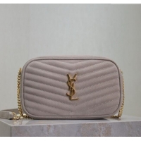 Good Product Saint Laurent Lou Mini Chain Camera Bag in Matelasse Suede 585040 Grey 2025
