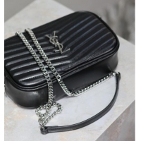 Promotional Saint Laurent Lou Mini Chain Camera Bag in Matelasse Leather 585040 Black/Silver 2025