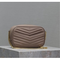 Top Grade Saint Laurent Lou Mini Chain Camera Bag in Matelasse Leather 585040 Nude Pink 2025