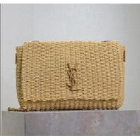 Top Design Saint Laurent Kate Medium Chain Bag in Raffia Straw 553804 Beige 2025