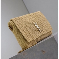 Top Design Saint Laurent Kate Medium Chain Bag in Raffia Straw 553804 Beige 2025