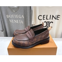 Sophisticated Louis Vuitton LV Bubble Loafers in Damier Canvas and Leather Brown 1AIJHI 1022071