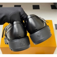 Buy Discount Louis Vuitton LV Vibe Loafers with Chain and and Buckle Strap Black/White 1022075