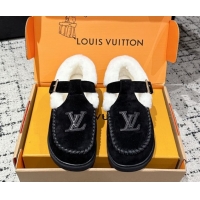 Classic Hot Louis Vuitton Colorado Comfort Mary Janes Loafers in LV Suede and Wool Black 1AIGKZ 1022080