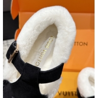 Classic Hot Louis Vuitton Colorado Comfort Mary Janes Loafers in LV Suede and Wool Black 1AIGKZ 1022080