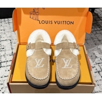 Good Quality Louis Vuitton Colorado Comfort Mary Janes Loafers in LV Suede and Wool Beige 1AIGKZ 1022081