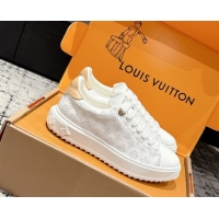 Stylish Louis Vuitton Time Out Sneakers in Perforated Leather White 1022093