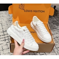 Stylish Louis Vuitton Time Out Sneakers in Perforated Leather White 1022093