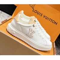 1:1 aaaaa Louis Vuitton Time Out Sneakers in White Leather with LV Patch 1022095