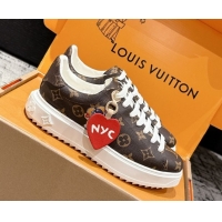 1:1 Louis Vuitton Time Out Sneakers in Monogram Canvas with Heart Tag 1022096