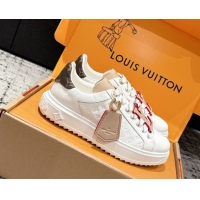 Best Product Louis Vuitton Time Out Sneakers in Leather with Tag White/Beige 1022102