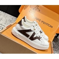 Popular Style Louis Vuitton Time Out Sneakers in Leather with Side LV White 1AIEFC 1022106