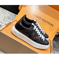 Hot Style Louis Vuitton Time Out Sneakers in Leather with Side LV Black 2025 1AIEFC 1022107