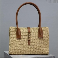 Famous Brand Saint Laurent Tote Bag in Raffia Leather 262149 Beige 2025
