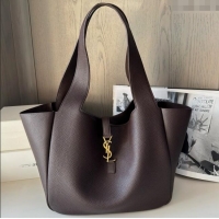Discount Saint Laurent Bea Tote in Grained Deepskin 763435 Coffee 2025 Top Quality