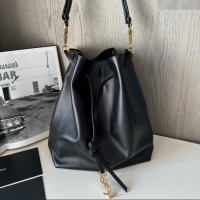 Luxury Cheap Saint Laurent Paris Vii Pochon Bucket Bag in Black Lambskin 804302 2025 Top Quality