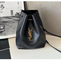 Discount Saint Laurent Pochon Bucket Bag in Lambskin 801070 Black/Gold 2025 Top Quality