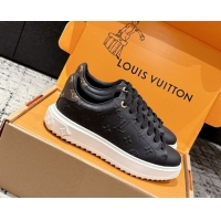 Luxurious Louis Vuitton Time Out Sneakers in Debossed Leather Black 1AAP6O 1022109