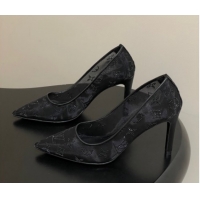 Top Grade Louis Vuitton Gala Pumps 8cm in Mesh and Strass Black 1022124