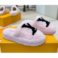 Pretty Style Louis Vuitton Wool Platform Slides Sandal 2cm Pink LV102206 1022128