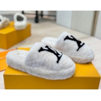 Popular Style Louis Vuitton Wool Platform Slides Sandal 2cm White LV102206 1022129