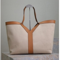 Promotional Saint Laurent Y Tote Bag in Canvas and Leather 817602 Brown/Beige 2025