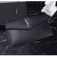 Top Quality Saint Laurent Uptown Pouch in Smooth Leather 565739 Black/Silver 2025