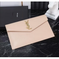 Promotional Saint Laurent Uptown Pouch in Smooth Leather 565739 Apricot/Gold 2025