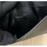 Top Grade Saint Laurent Uptown Pouch in Grained Leather 565739 Black/Silver 2025