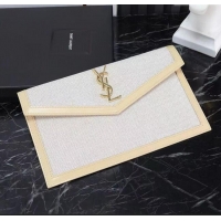 Pretty Style Saint Laurent Uptown Pouch in Canvas and Leather 565739 Apricot 2025