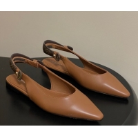 Luxury Discount Louis Vuitton Legacy Slingback Ballerinas Flat in Leather Brown 1AHOCI 1022135