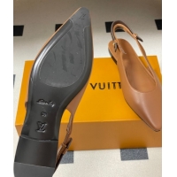 Luxury Discount Louis Vuitton Legacy Slingback Ballerinas Flat in Leather Brown 1AHOCI 1022135