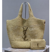 Grade Design Saint Laurent Icare Maxi Shopping Bag in Woven Raffia Straw 698651 Beige 2025