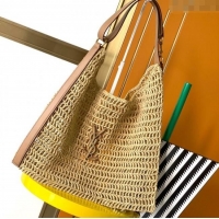 Big Discount Saint Laurent Oxalis Shoulder Bag in Raffia Straw Crochet Net 773984 Brown 2025