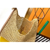 Big Discount Saint Laurent Oxalis Shoulder Bag in Raffia Straw Crochet Net 773984 Brown 2025