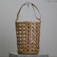 Promotional Saint Laurent Seau Bucket Bag in Heart Cutout Leather with Studs 753827 Brown 2025