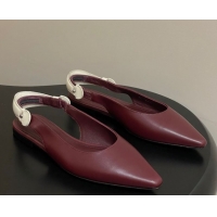 Luxury Louis Vuitton Legacy Slingback Ballerinas Flat in Leather Burgundy 1AHOCI 1022136