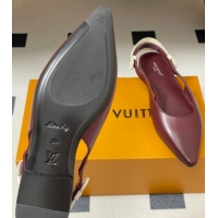 Luxury Louis Vuitton Legacy Slingback Ballerinas Flat in Leather Burgundy 1AHOCI 1022136