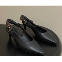 Luxury Cheap Louis Vuitton Legacy Slingback Pumps 6cm in Leather Black 1AHOCI 1022137