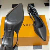 Luxury Cheap Louis Vuitton Legacy Slingback Pumps 6cm in Leather Black 1AHOCI 1022137
