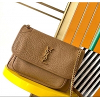 Well Crafted Saint Laurent Medium Niki Bag in Elephant-Grained Lambskin 633178 Caramel Brown 2025