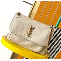 Famous Brand Saint Laurent Medium Niki Bag in Elephant-Grained Lambskin 633178 White 2025