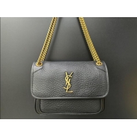 Low Cost Saint Laurent Medium Niki Bag in Elephant-Grained Lambskin 633178 Black/Gold 2025