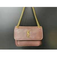 Unique Style Saint Laurent Medium Niki Bag in Elephant-Grained Lambskin 633178 Dark Brown 2025