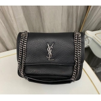 Best Price Saint Laurent Medium Niki Bag in Grained Lambskin 633178 Black/Silver 2025