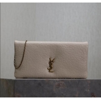 New Design Saint Laurent Calypso Mini Bag in Elephant-Grained Leather 801772 White 2025