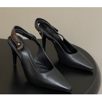 Perfect Louis Vuitton Legacy Slingback Pumps 9cm in Leather Black 1AHOCI 1022140